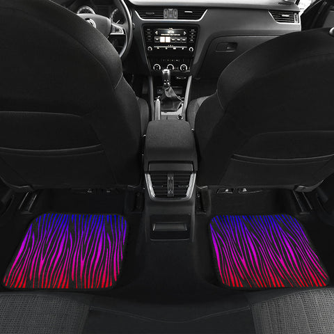 Image of Pink Blue Purple Stripe Tiger Zebra Car Mats Back/Front, Floor Mats Set, Car Accessories