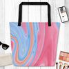 Pink Blue Yellow Multicolored Marble Large Tote Bag, Weekender Tote/ Hospital