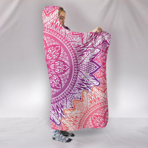 Pink Boho Mandala Blanket,Sherpa Blanket,Bright Colorful, Hooded blanket,Blanket with Hood,Soft Blanket,Hippie Hooded Colorful Throw