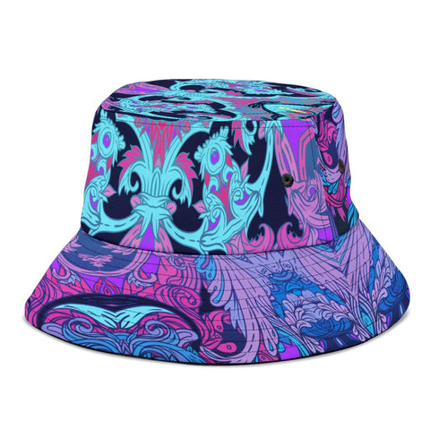 Image of Colorful Multicolored Purple Blue Demask, Breathable Head Gear, Sun Block,