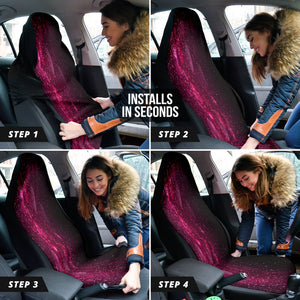 Pink Confetti Abstract Car Seat Covers, Celebration Front Seat Protectors, 2pc