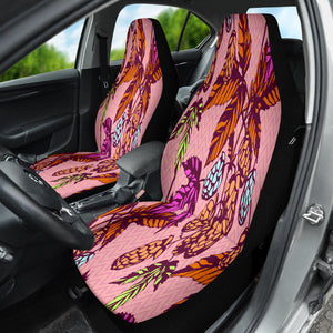 Colorful Ethnic Branch Pink Car Seat Covers, Vibrant Front Seat Protectors, 2pc