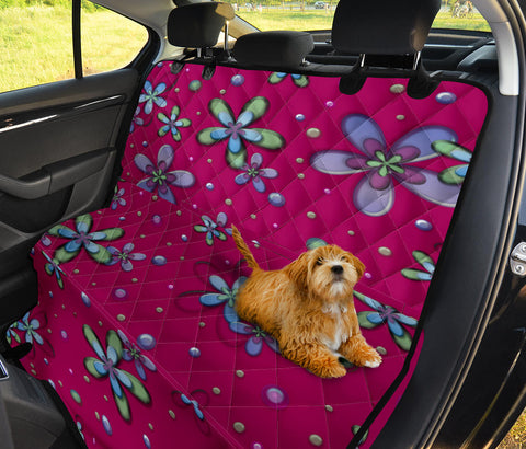 Image of Pink Floral Abstract Art Car Seat Covers, Backseat Pet Protectors,