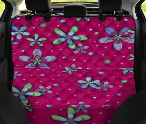 Image of Pink Floral Abstract Art Car Seat Covers, Backseat Pet Protectors, Garden-Inspired Vehicle Accessories