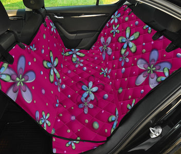 Pink Floral Abstract Art Car Seat Covers, Backseat Pet Protectors, Garden-Inspired Vehicle Accessories