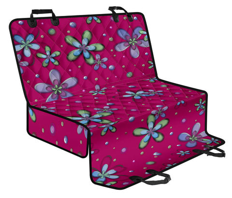 Image of Pink Floral Abstract Art Car Seat Covers, Backseat Pet Protectors,