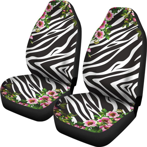 Image of Pink Floral Zebra Car Seat Covers,Car Seat Covers Pair,Car Seat Protector,Car Accessory,Front Seat Covers,Seat Cover for Car, 2 Front Seats