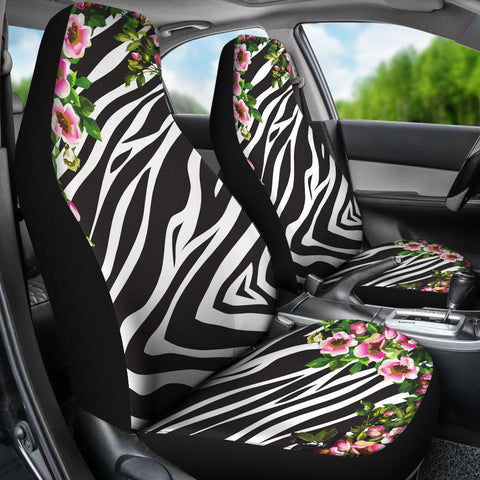 Image of Pink Floral Zebra Car Seat Covers,Car Seat Covers Pair,Car Seat Protector,Car Accessory,Front Seat Covers,Seat Cover for Car, 2 Front Seats