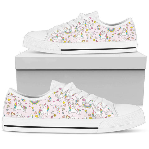 Image of Pink Girly Unicorn Streetwear,Low Tops Sneaker, High Quality,Handmade Crafted, Hippie, Spiritual, Canvas Shoes,High Quality, Multi Colored