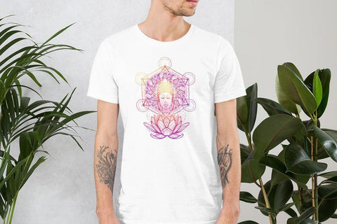 Image of Pink Gradient Mandala Buddha Lotus Unisex T,Shirt, Mens, Womens, Short Sleeve