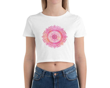 Pink Gradient Mandala Women’S Crop Tee, Fashion Style Cute crop top, casual