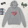 Pink & Grey Marble Swirl Heart Classic Unisex Pullover Hoodie, Mens, Womens,