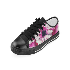 Pink Hibiscus Floral Print Low Tops, Canvas Shoes,High Quality, Streetwear
