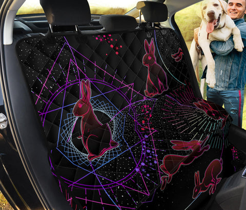 Image of Pink Magical Bunny Universe Car Seat Covers, Abstract Art Backseat Pet