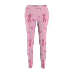 Pink Ribbon Breast Cancer Awareness Women's Cut & Sew Casual Leggings, Yoga
