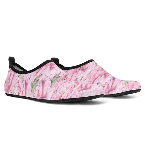 Image of Pink Summer Flower Bloom Water Slip On Shoes,Top Shoes,Training Shoes, Casual Shoes, Womens, Athletic Sneakers,Kicks Sports Wear, Low Tops