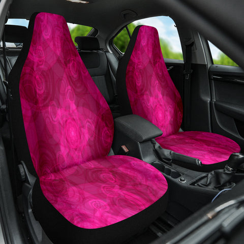 Image of Floral Swirls Pink Car Seat Covers, Whimsical Front Seat Protectors, 2pc Car
