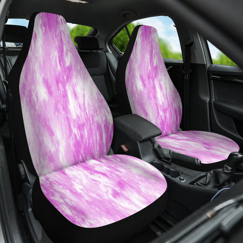 Image of Pink Tie Dye Abstract Art Car Seat Covers, Retro Front Seat Protectors, 2pc Car