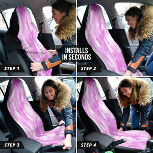 Pink Tie Dye Abstract Art Car Seat Covers, Retro Front Seat Protectors, 2pc Car