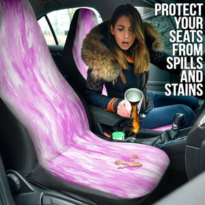 Pink Tie Dye Abstract Art Car Seat Covers, Retro Front Seat Protectors, 2pc Car