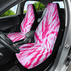 Pink Tie Dye Grunge Car Seat Covers, Distressed Front Seat Protectors, 2pc Car