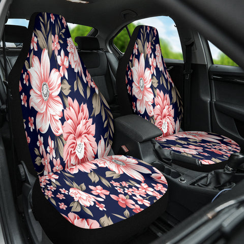 Image of Pink Watercolor Floral Car Seat Covers, Custom Botanical Seat Protectors, 2pc