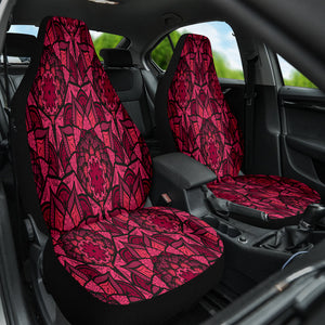 Floral Pink Mandala Car Seat Covers, Bohemian Front Seat Protectors, 2pc Car