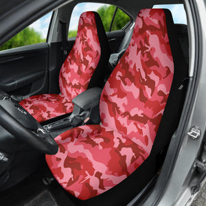 Pink Red Camo Car Seat Covers, Military Front Seat Protectors, 2pc Car