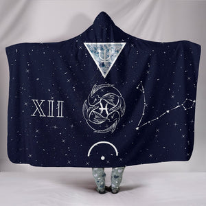 Pisces Zodiac Astrology Chart Throw,Vibrant Pattern Hooded blanket,Blanket with Hood,Soft Blanket,Hippie Hooded Blanket,Sherpa Blanket