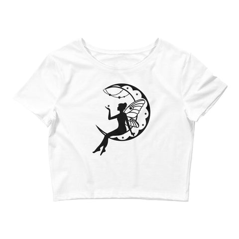 Image of Pixie Fairy Moon Girl Women’S Crop Tee, Fashion Style Cute crop top, casual