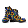 Women's Sunflower Floral Vegan Leather Boots , Handcrafted, Leather Ankle,