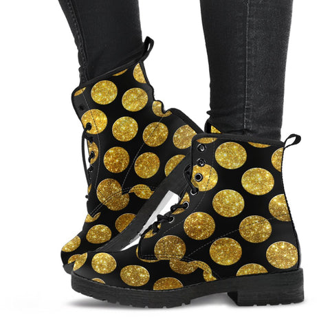 Image of Polka Dots Vegan Leather Women's Boots, Hippie Classic Streetwear,