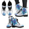 Blue Dream Catcher Feathers Womens Leather Boots, Vegan Leather, Boots,