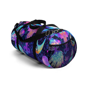 Psychadelic Colorful Mushroom Buddha Duffel Bag, Weekender Bags/ Baby Bag/