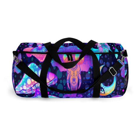 Image of Psychadelic Colorful Mushroom Buddha Duffel Bag, Weekender Bags/ Baby Bag/