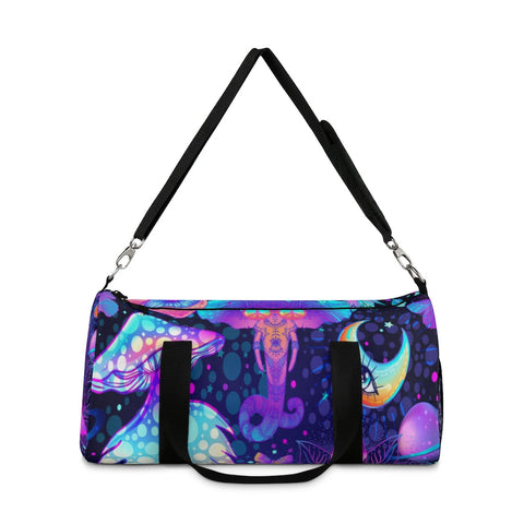 Image of Psychadelic Colorful Mushroom Buddha Duffel Bag, Weekender Bags/ Baby Bag/