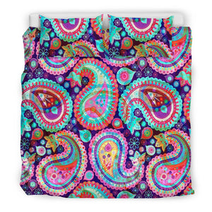 Psychadelic Colorful Paisley Bedding, Doona Cover, Printed Duvet Cover, Bedding Set, Dorm Room College, Twin Duvet Cover,Multi Colored,Quilt