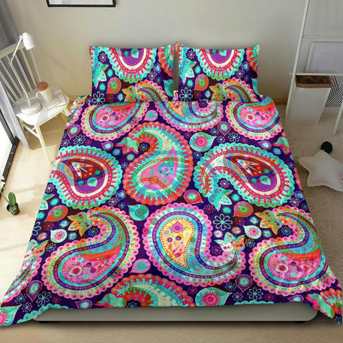 Image of Psychadelic Colorful Paisley Bedding, Doona Cover, Printed Duvet Cover, Bedding Set, Dorm Room College, Twin Duvet Cover,Multi Colored,Quilt