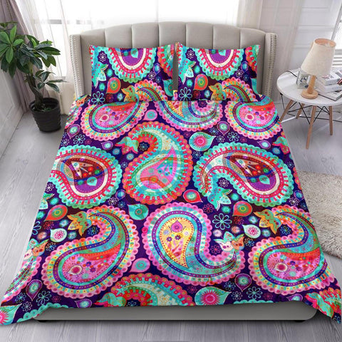 Image of Psychadelic Colorful Paisley Bedding, Doona Cover, Printed Duvet Cover, Bedding Set, Dorm Room College, Twin Duvet Cover,Multi Colored,Quilt
