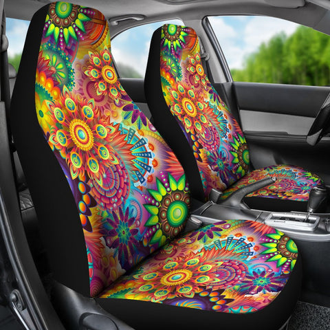 Image of Psychedelic Colorful Abstract Car Seat Covers,Car Seat Covers Pair,Car Seat Protector,Car Accessory,Front Seat Covers,Seat Cover for Car