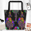 Psychedelic Colorful Mushrooms Large Tote Bag, Weekender Tote/ Hospital Bag/