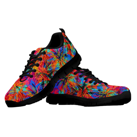 Image of Psychedelic Palm Tree Womens Sneakers, Top Shoes,Running Shoes Mens, Colorful,Artist Athletic Sneakers,Kicks Sports Wear, Shoes
