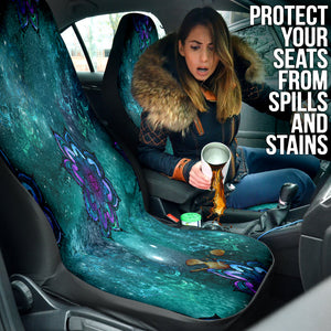 Green Purple Mandalas Car Seat Covers, Front Seat Protectors, 2pc Boho