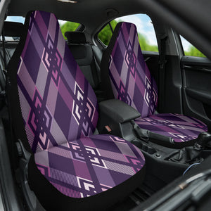 Abstract Stripes Plaid Car Seat Covers, Modern Front Seat Protectors, 2pc Car
