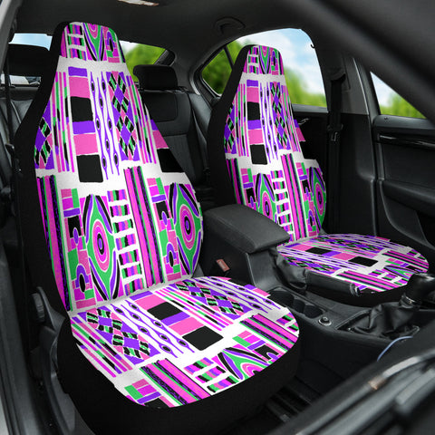 Image of African Purple Aztec Car Seat Covers, Ethnic Front Seat Protectors, 2pc