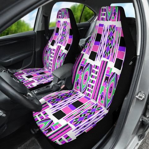 Image of African Purple Aztec Car Seat Covers, Ethnic Front Seat Protectors, 2pc