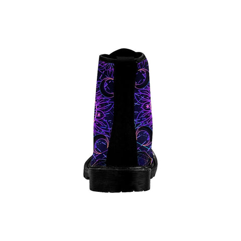 Image of Purple And Blue Neon Sacred Mandala Womens Boot, Custom Boots,Boho Chic Boots,Spiritual ,Comfortable
