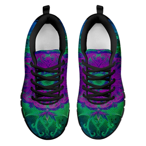 Image of Purple And Green Mandala Low Top Shoes, Casual Shoes, Womens, Top Shoes,Running Athletic Sneakers,Kicks Sports Wear, Shoes Mens, Kids Shoes
