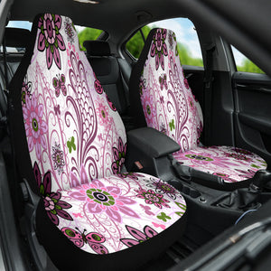 Purple Pink Spring Car Seat Covers, Personalized Blossom Front Protectors, 2pc
