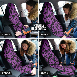 Abstract Purple Animal Print Car Seat Covers, Exotic Front 2pc Auto Accessories,